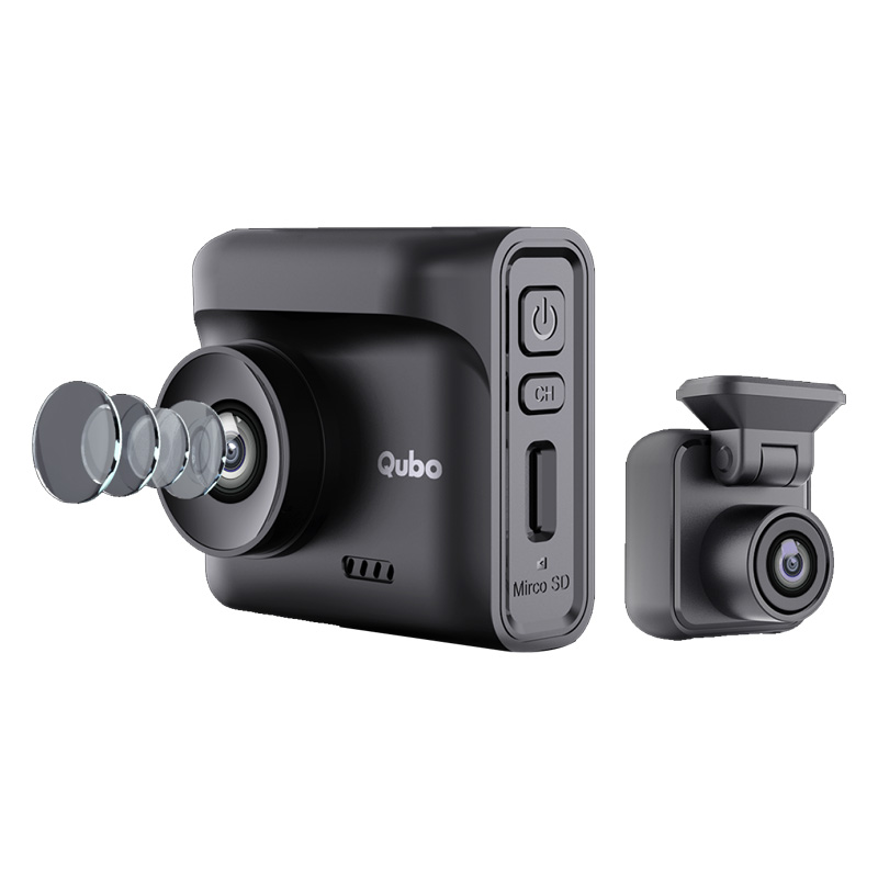 Picture of Qubo Dashcam Pro 2.7k(Front + Rear)  (Dual Channel/ NightPulse Vision/ 5MP QHD+ Front (140°)/ 2MP FHD Rear/ G-Sensor/ 2" LCD/ Built-in GPS, Wi-Fi/ Mic/ App/ Up to 1TB Storage)